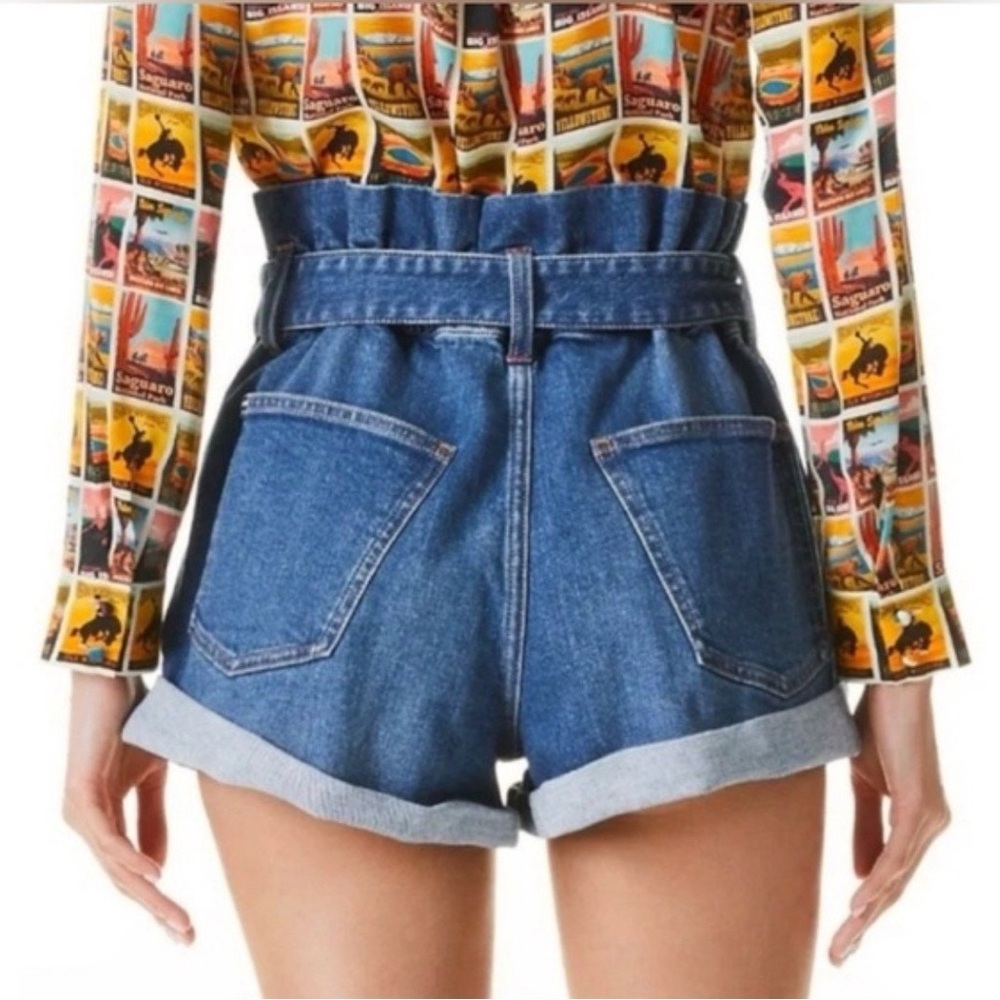 Alice + Olivia Jeans “Rosemary” High-Waisted Paperbag Belted Denim Shorts ❤️ - Picture 3 of 16